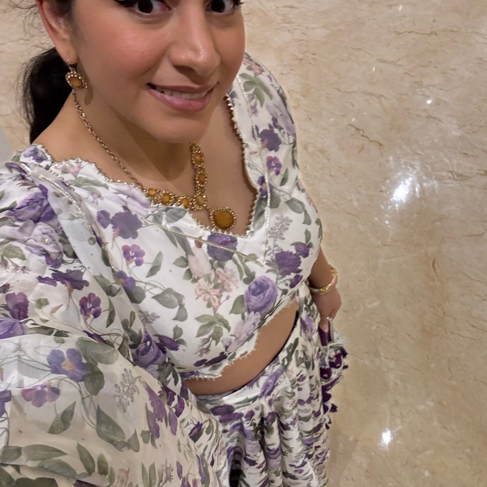 JAMINI PURPLE ORGANZA LEHENGA WITH ORGANZA DUPATTA SET - Picture 4 of 4